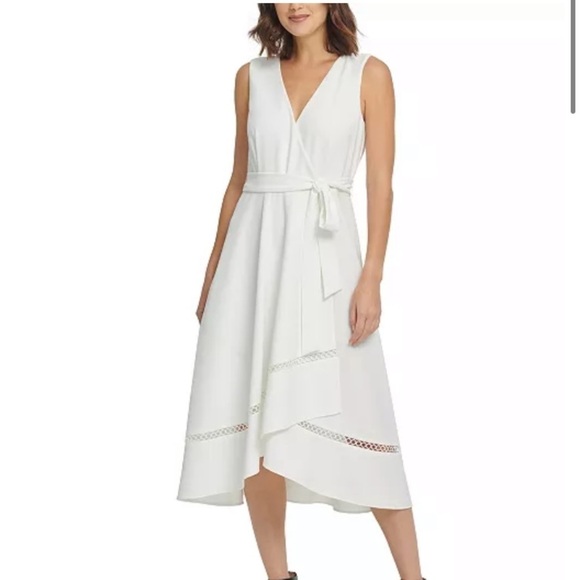 Dkny Dresses & Skirts - DKNY Illusion-Inset Midi White Dress 16